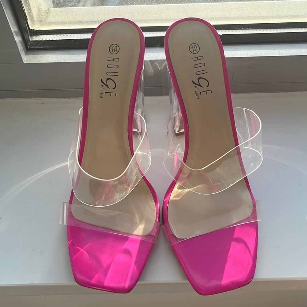 Hot pink lucite heels. Size 10